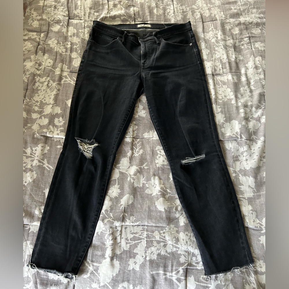 Madewell black skinny distressed jeans